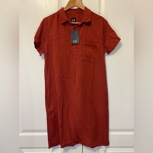 GAP Rust Colored Short Sleeve Dress with Collared Neckline